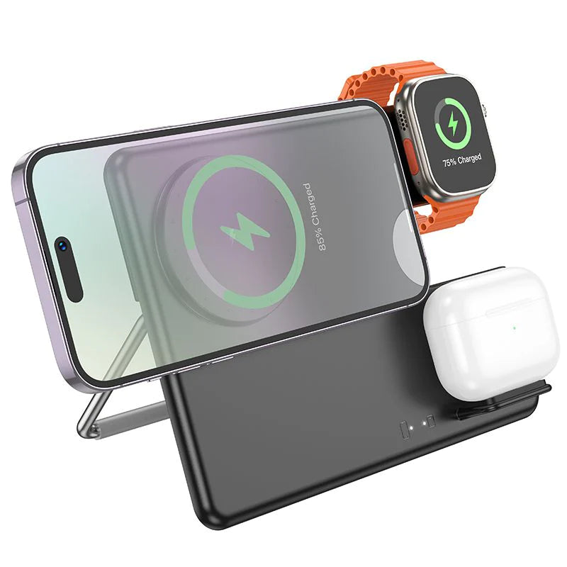 Hoco 3 in 1 15W Magsafe Magnetic Dock Wireless Charger Folding Stand CQ1 Hoco 3 in 1 15W Magsafe Magnetic Dock Wireless Charger Folding Stand CQ1